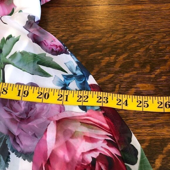 Maggy London Romantic White Floral Flutter Sleeve High Low Midi Dress Size 6 - Picture 11 of 12